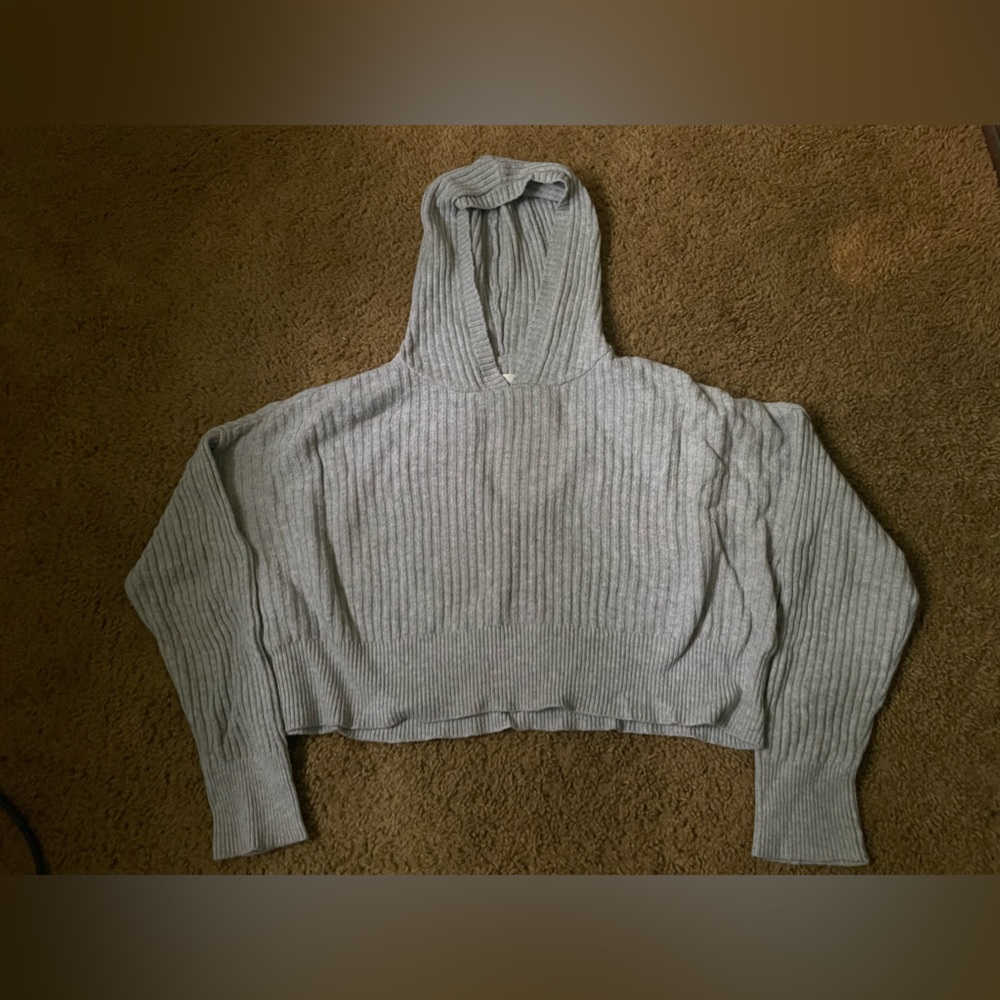 Offline by aerie ribbed cropped sweater hoodie